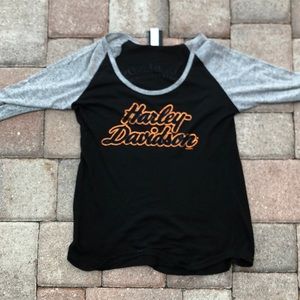 Womens Harley Davidson t-shirt 3/4 length sleeve